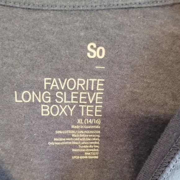 SO Long Sleeve Blue Tee with White Accents - Picture 2 of 3